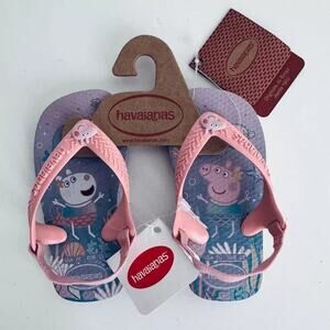 NEW Havaianas Baby Girl's 4 Sandals Peppa Pig Purple Pink Size 4C